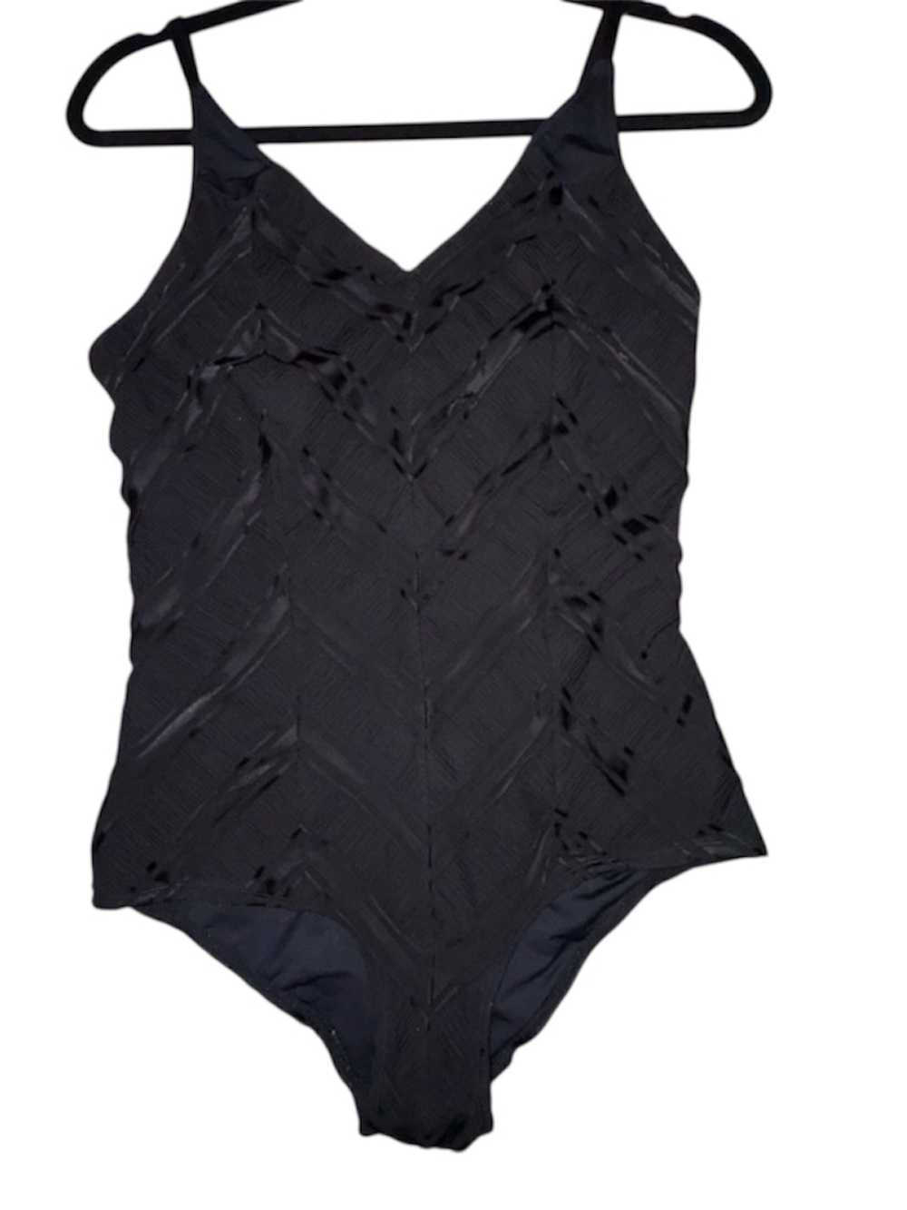 Free People Movement Free People Black Textured Bodysuit Swimsuit. Retro. Large.
